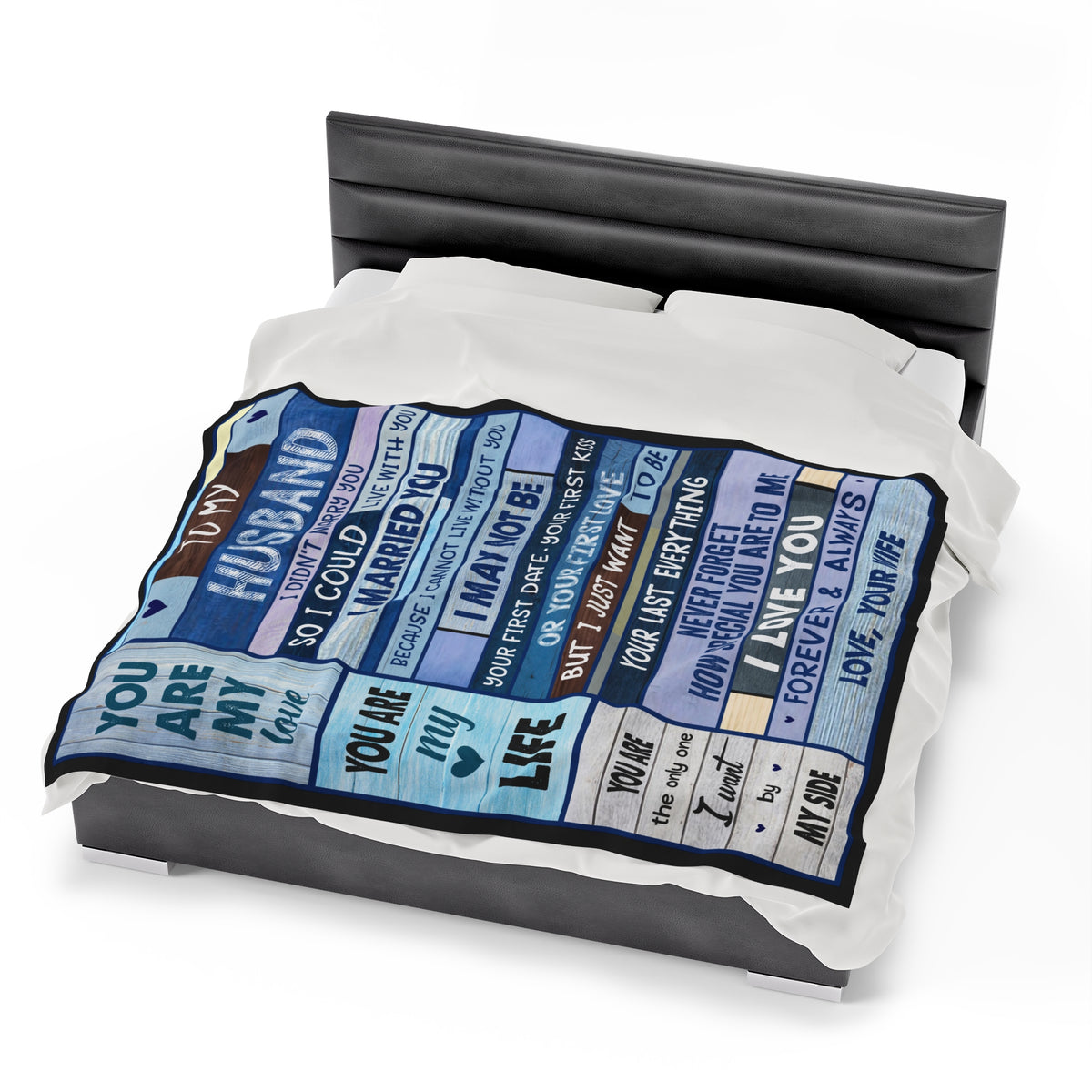 To My Husband By My Side Velveteen Plush Blanket