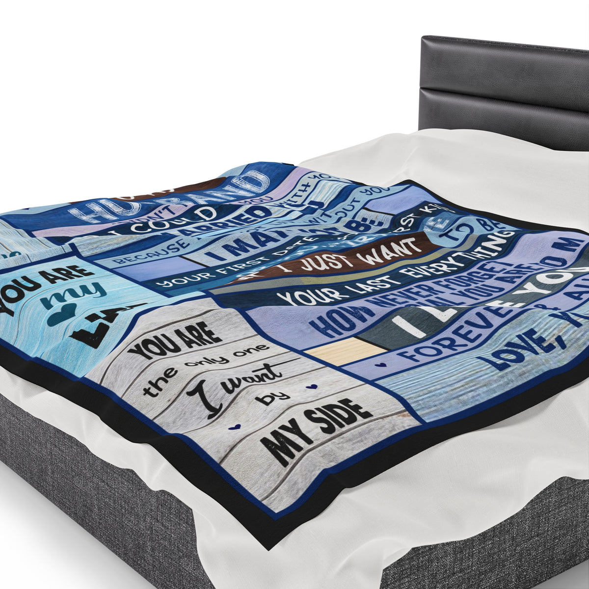 To My Husband By My Side Velveteen Plush Blanket