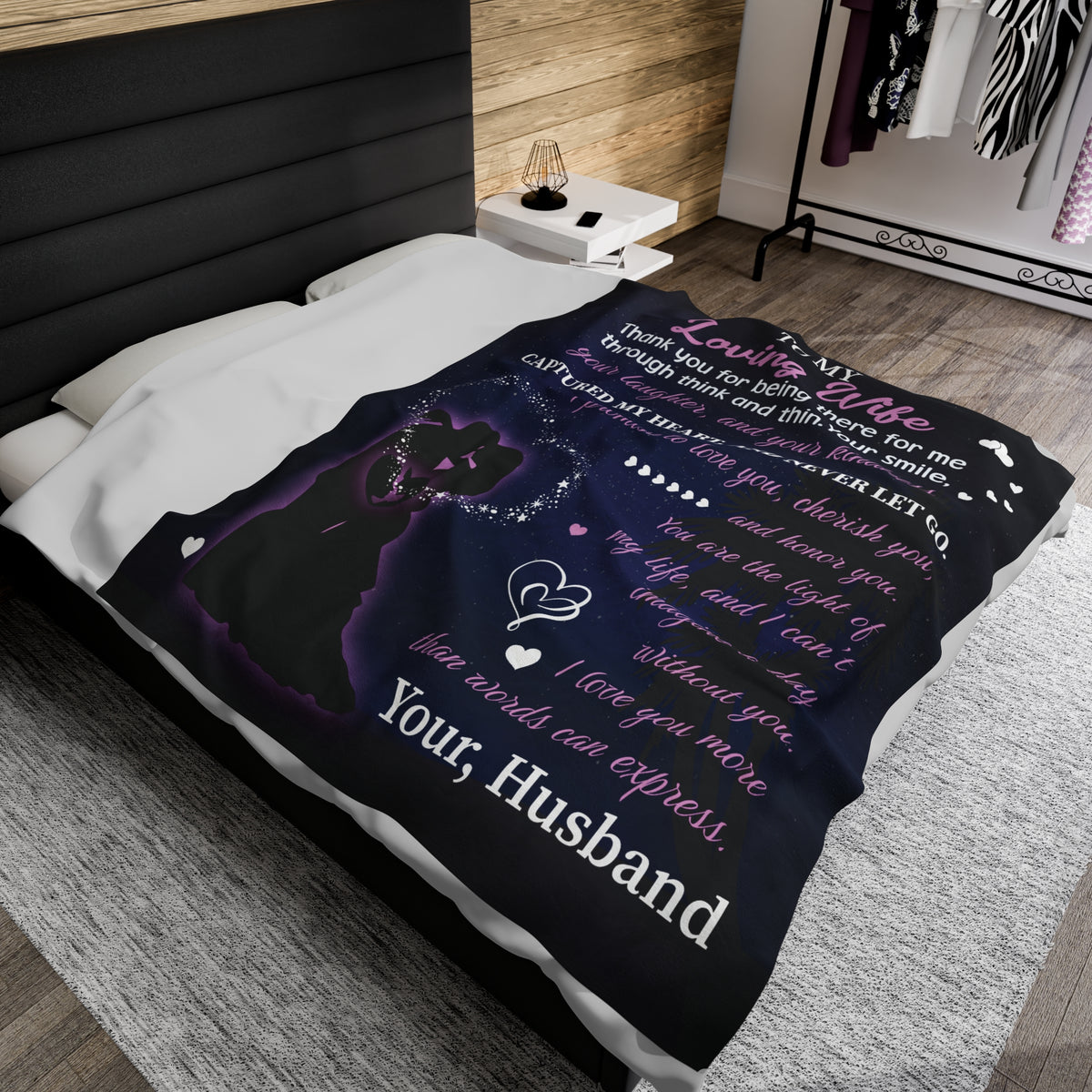 To my Loving Wife I love you more than words can express - Velveteen Plush Blanket