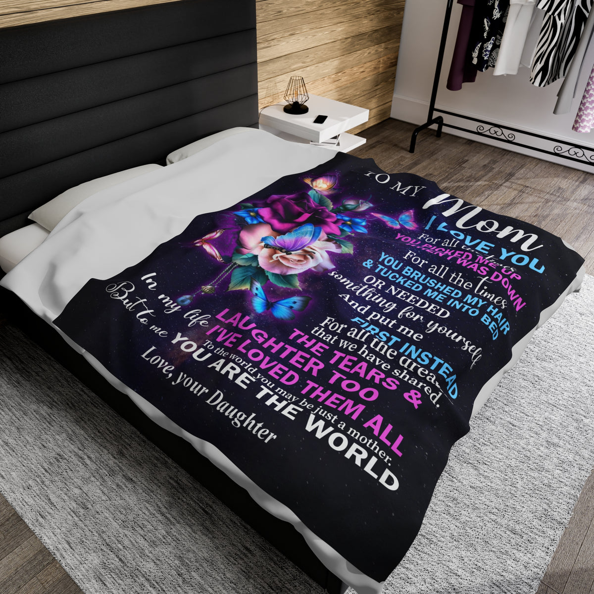 To My Mom - for all the time you picked me up - Velveteen Plush Blanket