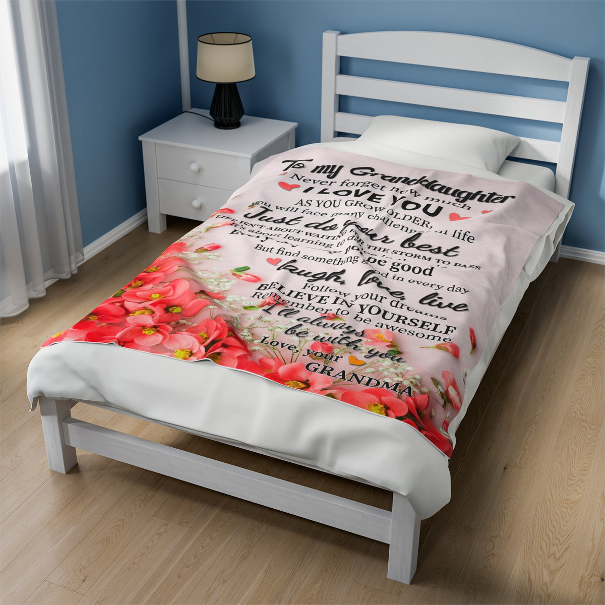 To My Granddaughter - Never forget how much I love you - Velveteen Plush Blanket