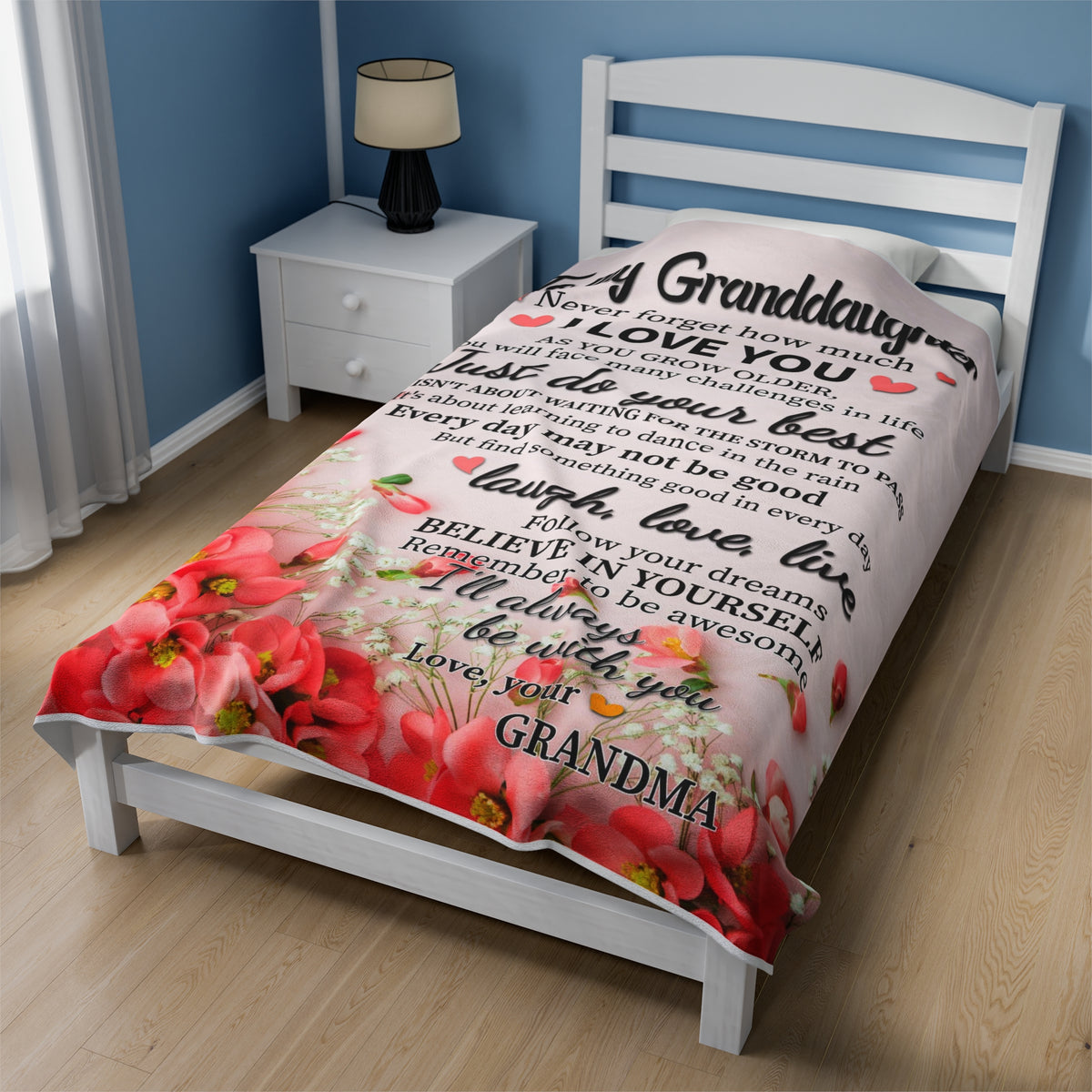 To My Granddaughter - Never forget how much I love you - Velveteen Plush Blanket