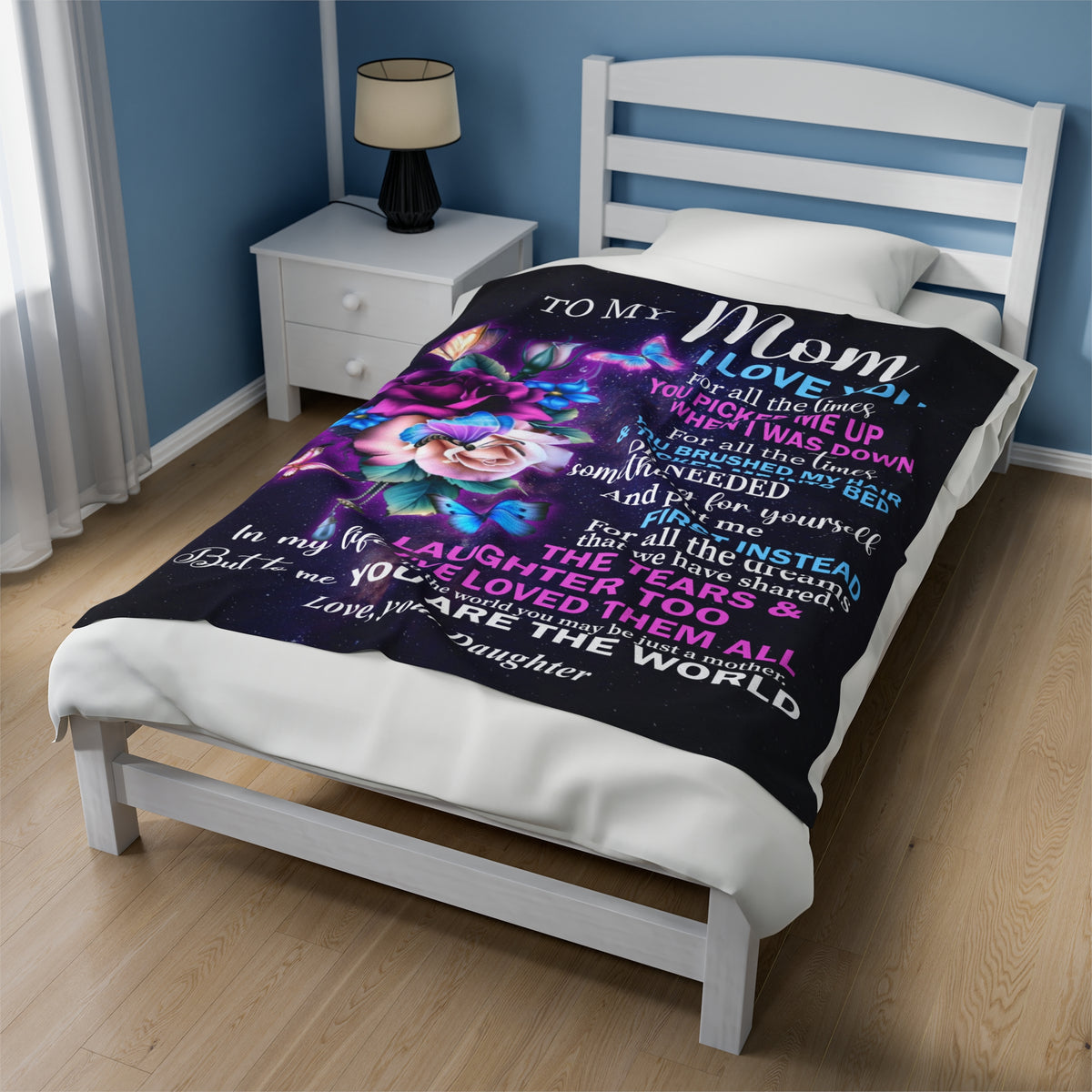 To My Mom - for all the time you picked me up - Velveteen Plush Blanket