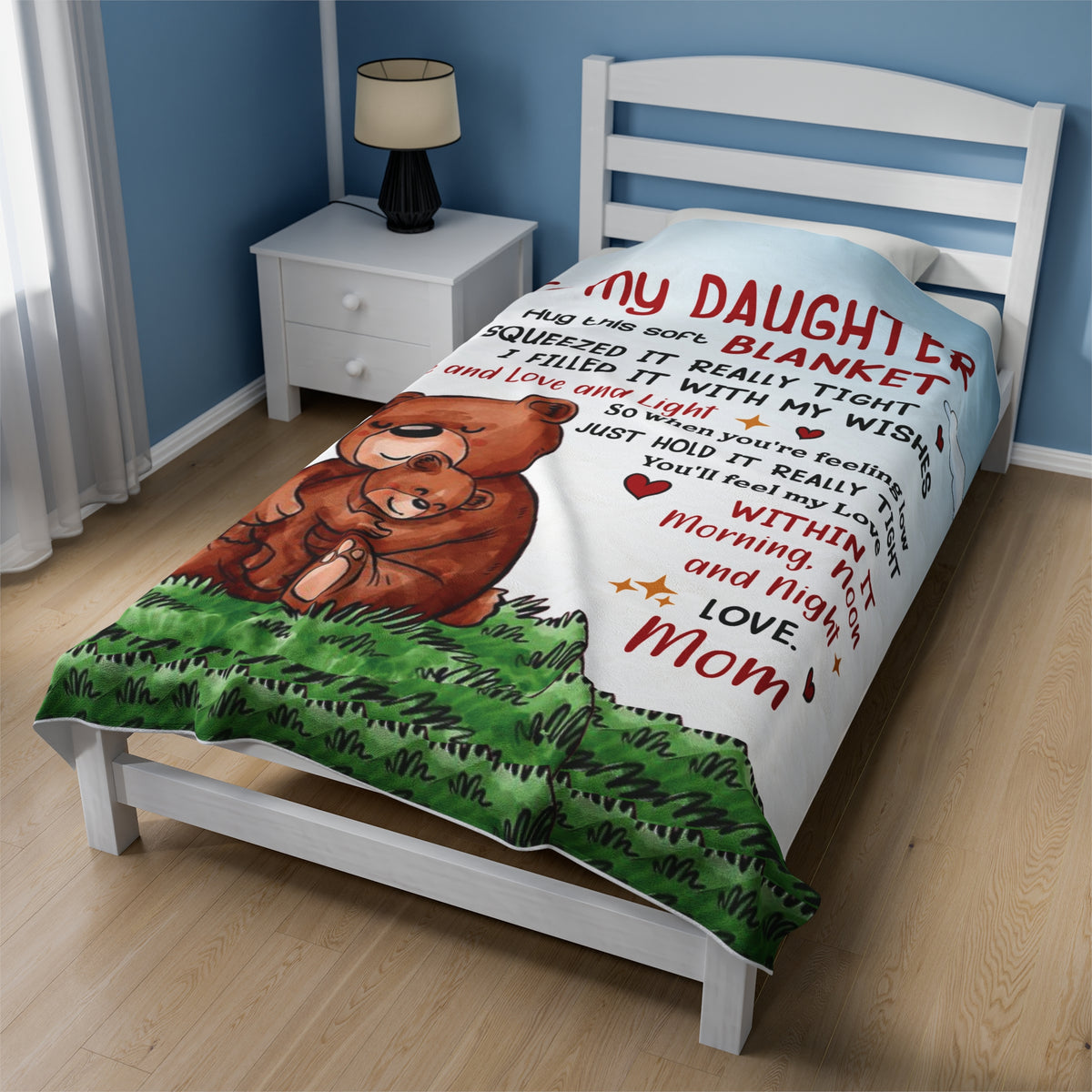 To My Daughter - Hug this soft Blanket - Velveteen Plush Blanket