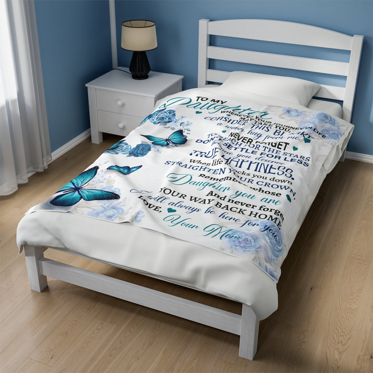 To My Daughter - consider this a warm hug from me - Velveteen Plush Blanket