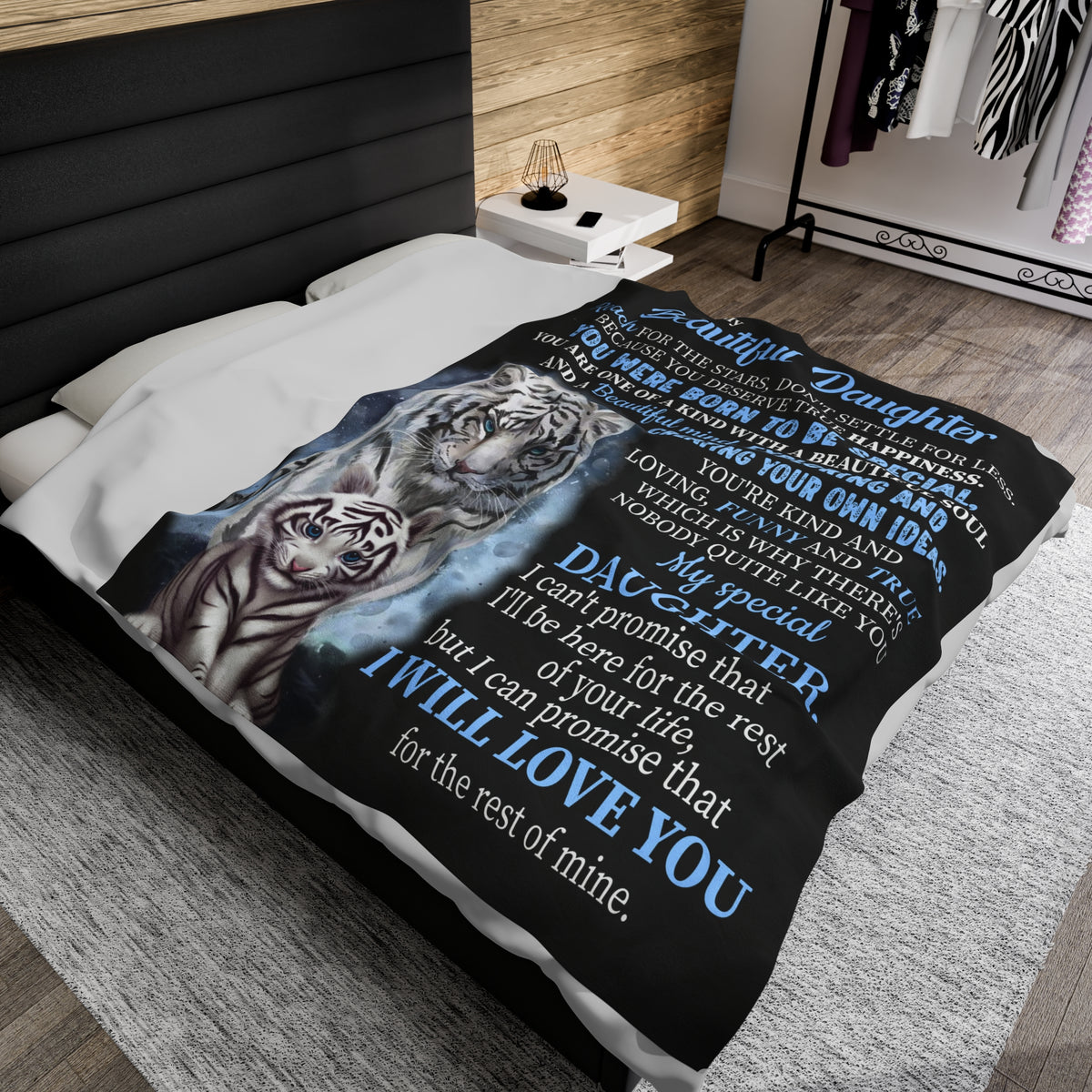 To My Beautiful Daughter - Reach for the stars - Velveteen Plush Blanket