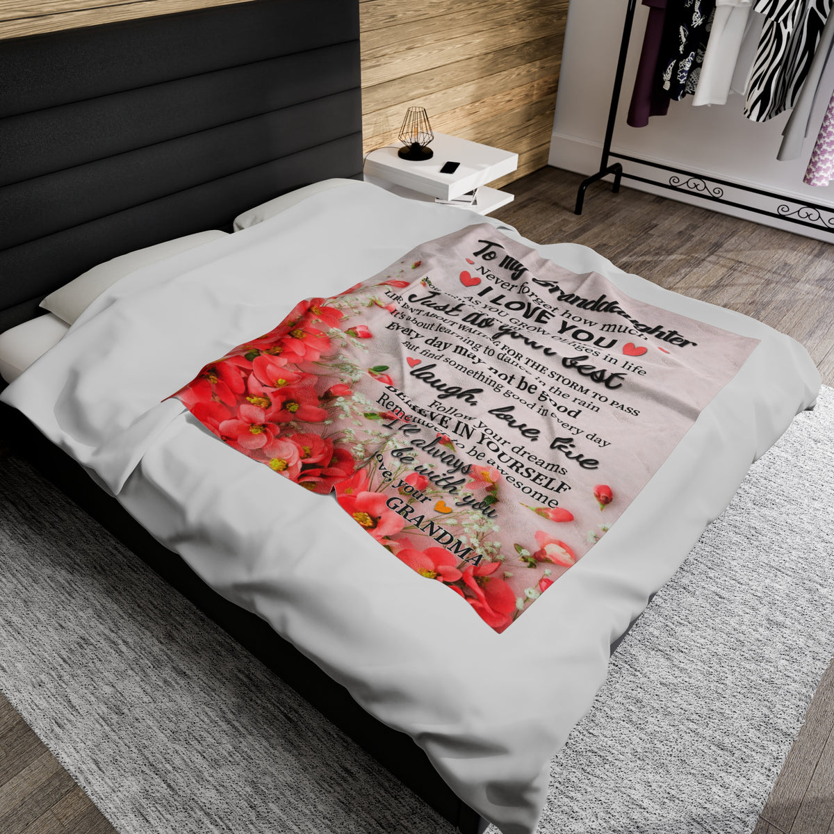 To My Granddaughter - Never forget how much I love you - Velveteen Plush Blanket