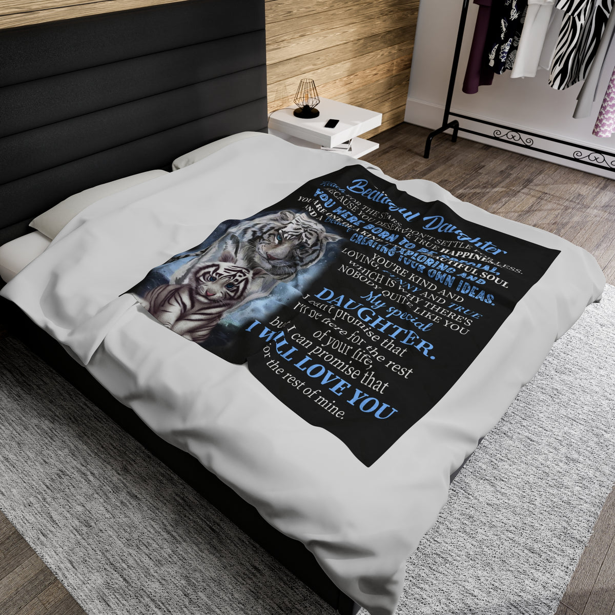 To My Beautiful Daughter - Reach for the stars - Velveteen Plush Blanket