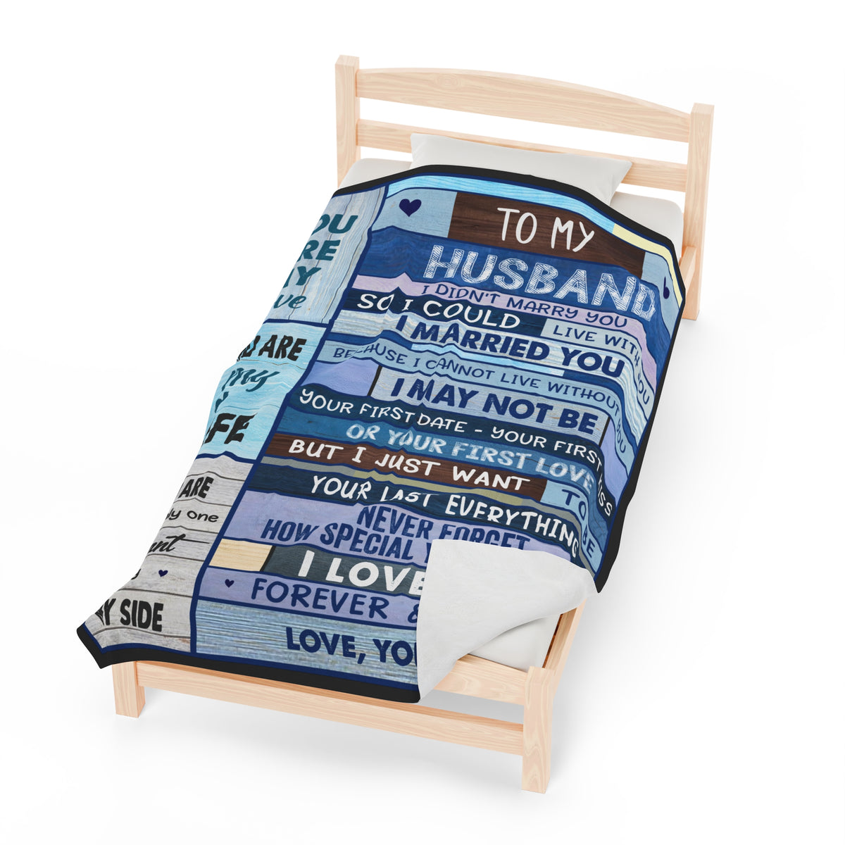 To My Husband By My Side Velveteen Plush Blanket