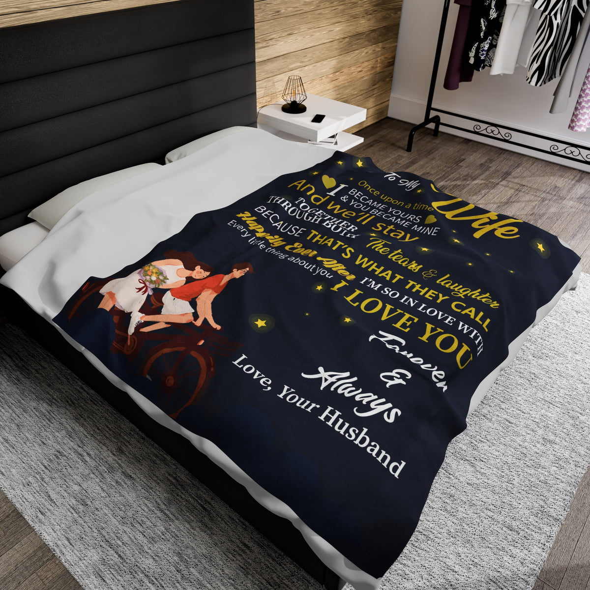 To my Wife Once upon a time forever and always - Velveteen Plush Blanket
