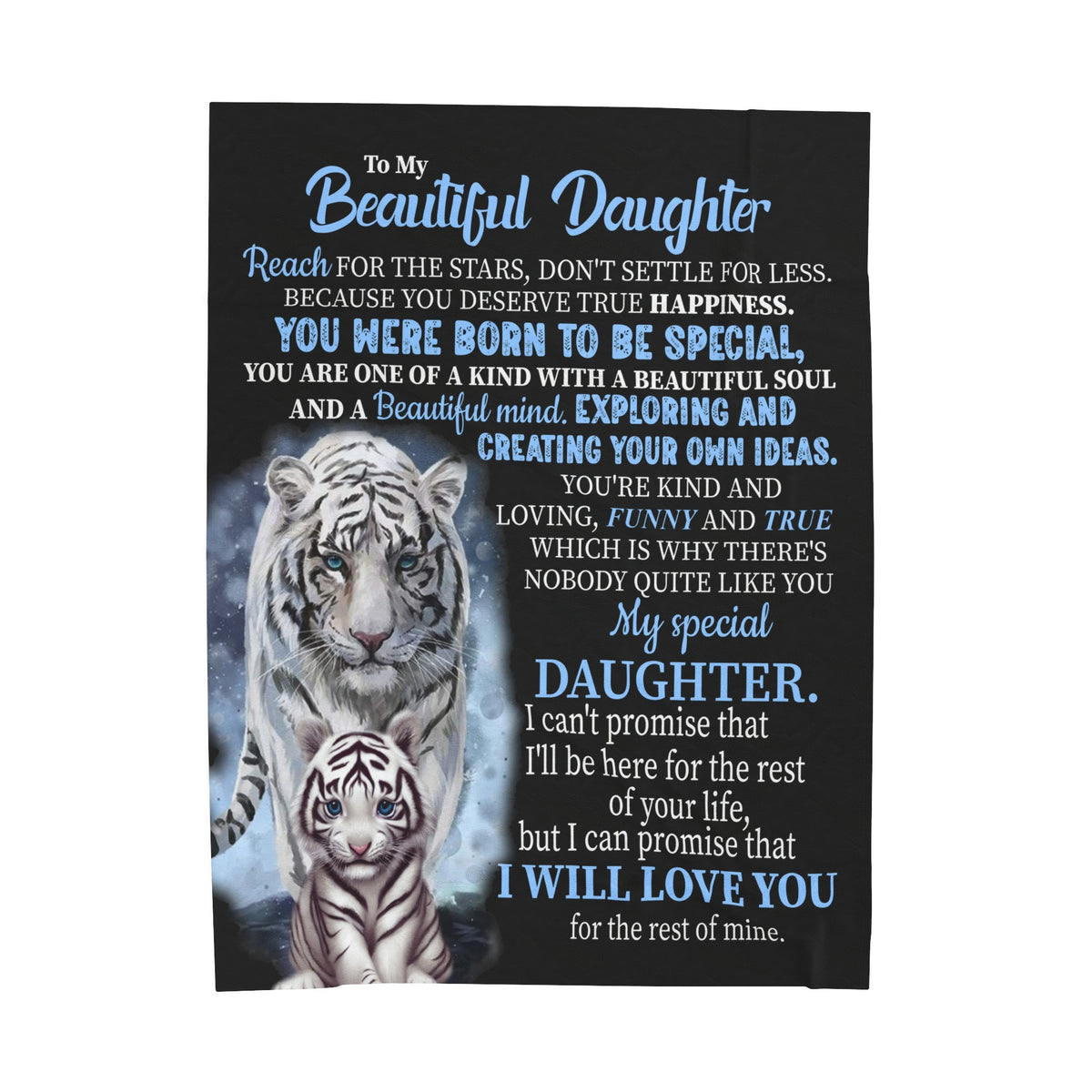 To My Beautiful Daughter - Reach for the stars - Velveteen Plush Blanket