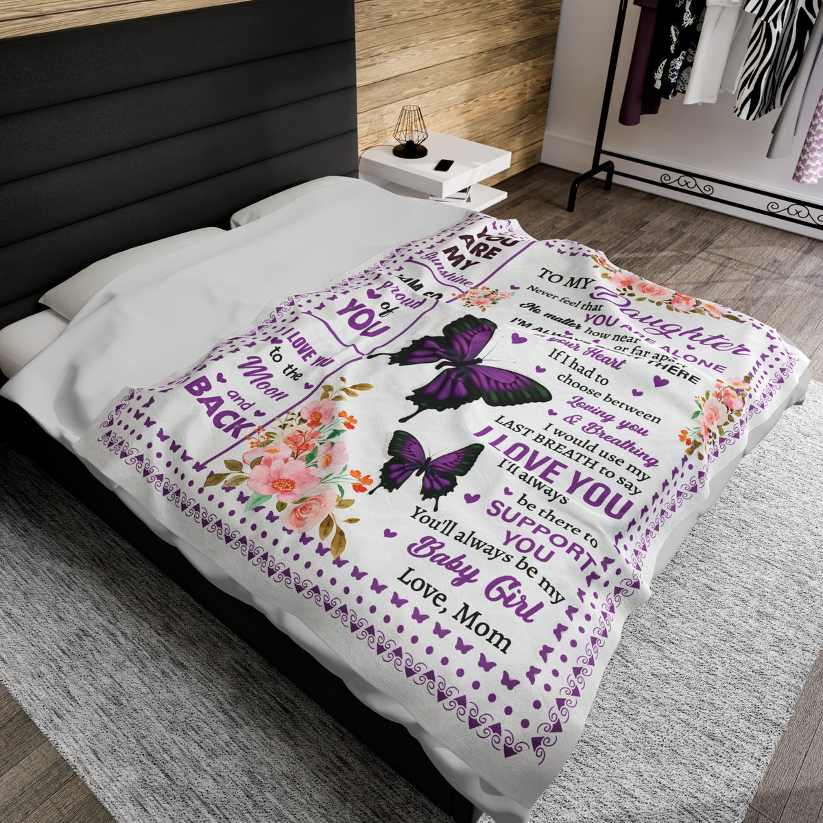To My Daughter - never feel that you are alone - Velveteen Plush Blanket