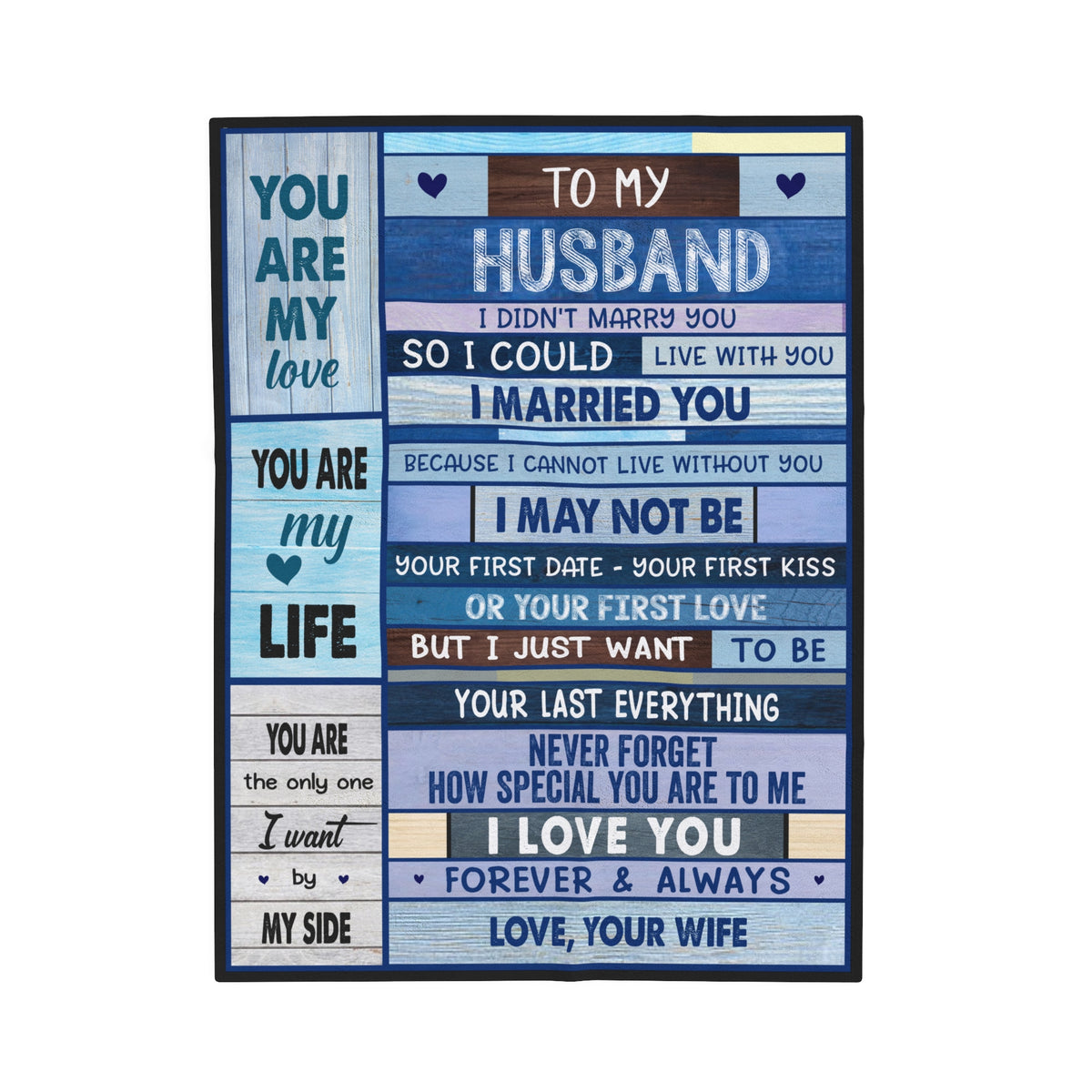 To My Husband By My Side Velveteen Plush Blanket