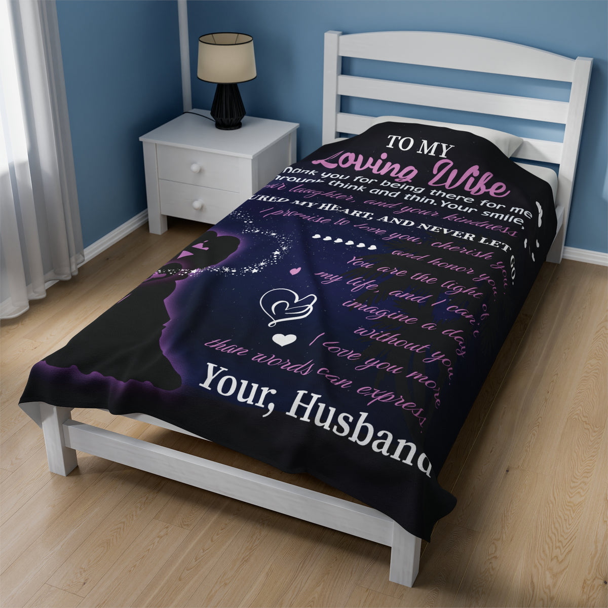 To my Loving Wife I love you more than words can express - Velveteen Plush Blanket