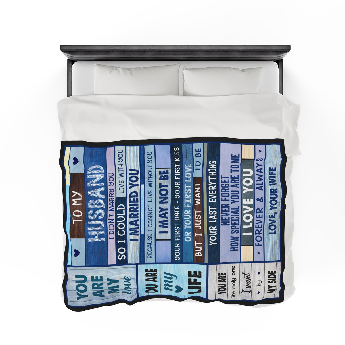 To My Husband By My Side Velveteen Plush Blanket