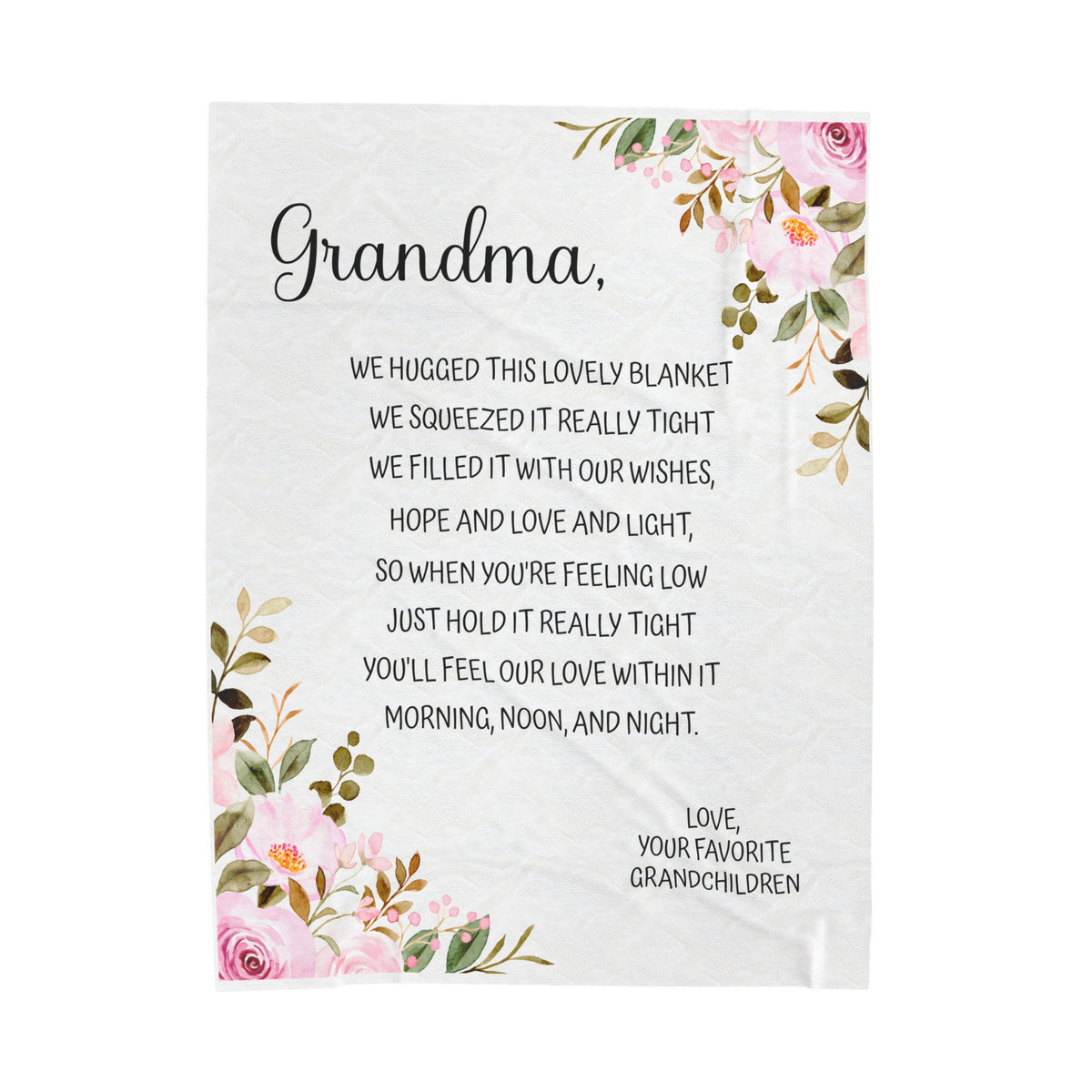 Grandma - We hugged this lovely blanket - from grandchildren - Velveteen Plush Blanket