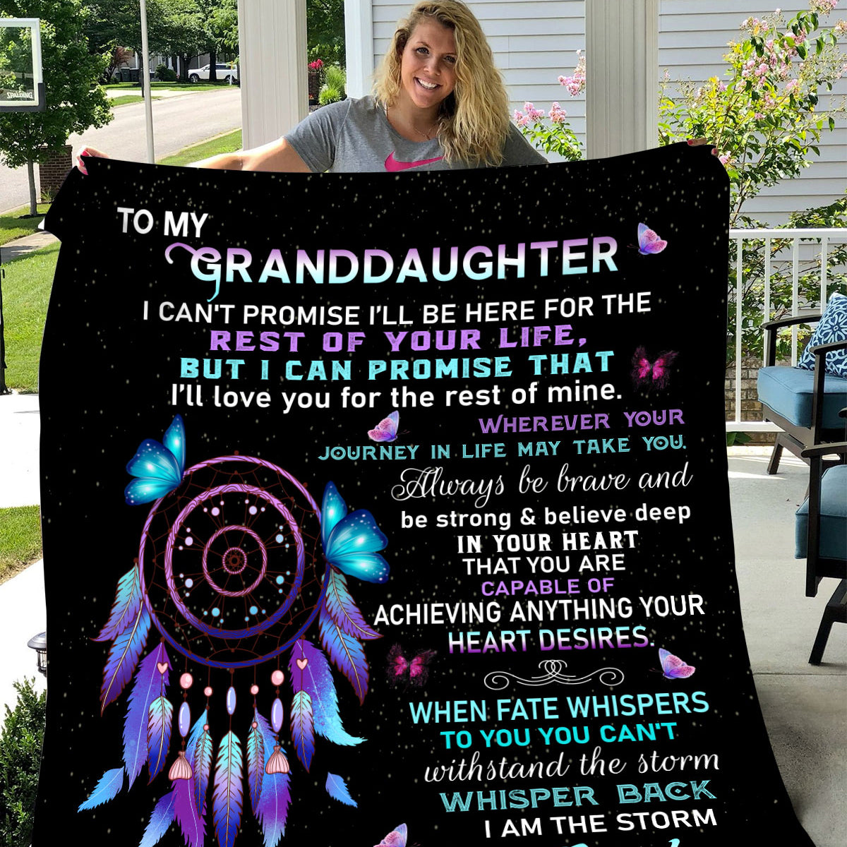 To My Beautiful Granddaughter - I'll love you for the rest of my life - Velveteen Plush Blanket