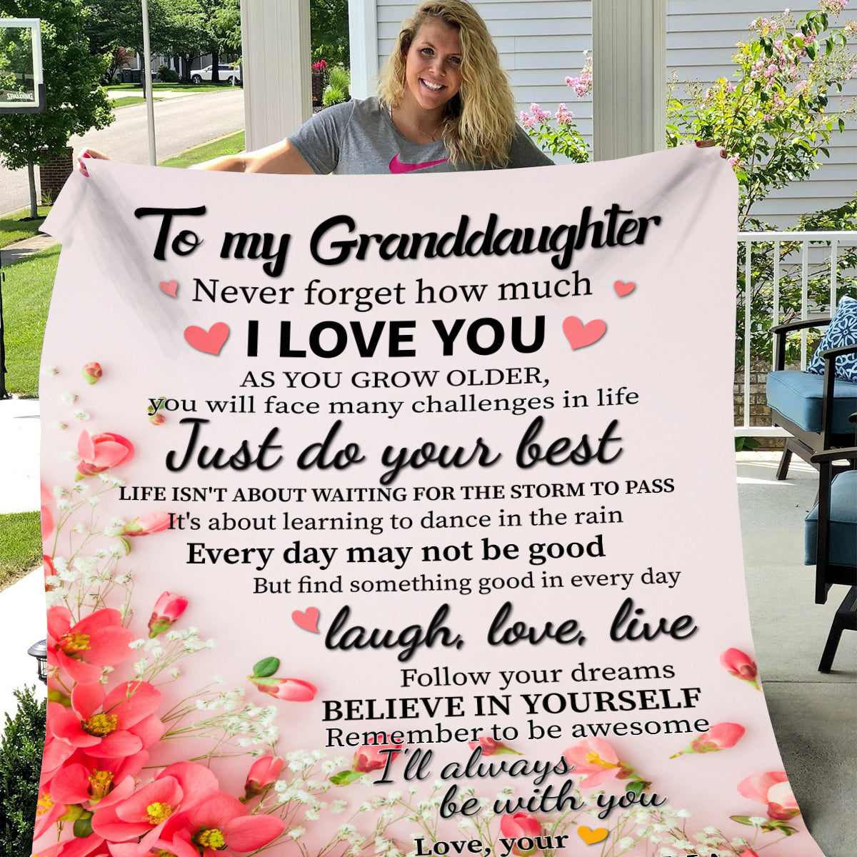 To My Granddaughter - Never forget how much I love you - Velveteen Plush Blanket