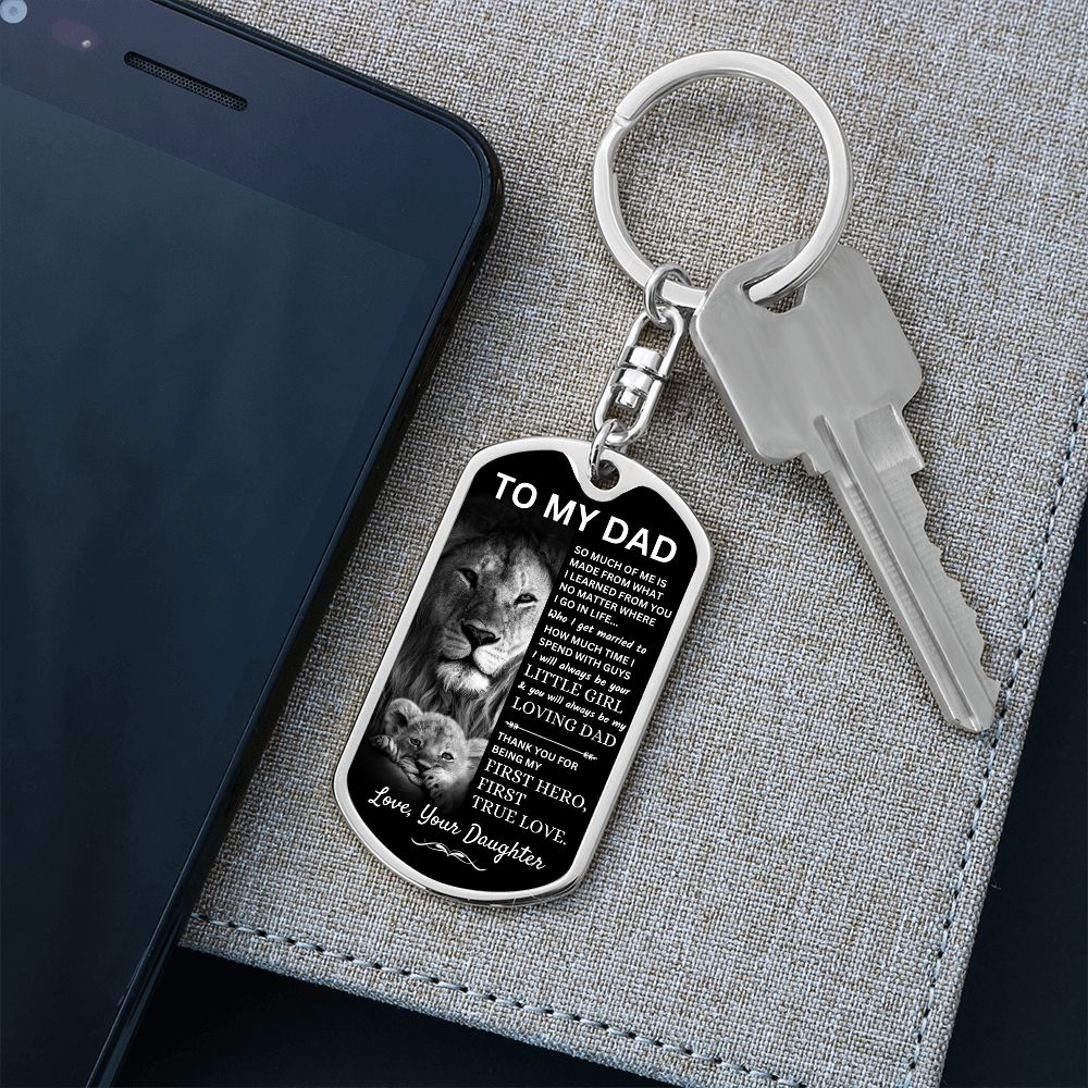 Unleash Your Lion/ Love: Personalized Keychain for Dad, From His Little Girl