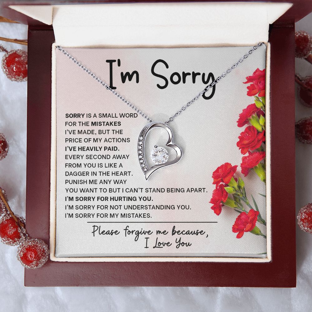 Eternal Remorse: Forever Love Necklace with 'I'm Sorry' Message Card