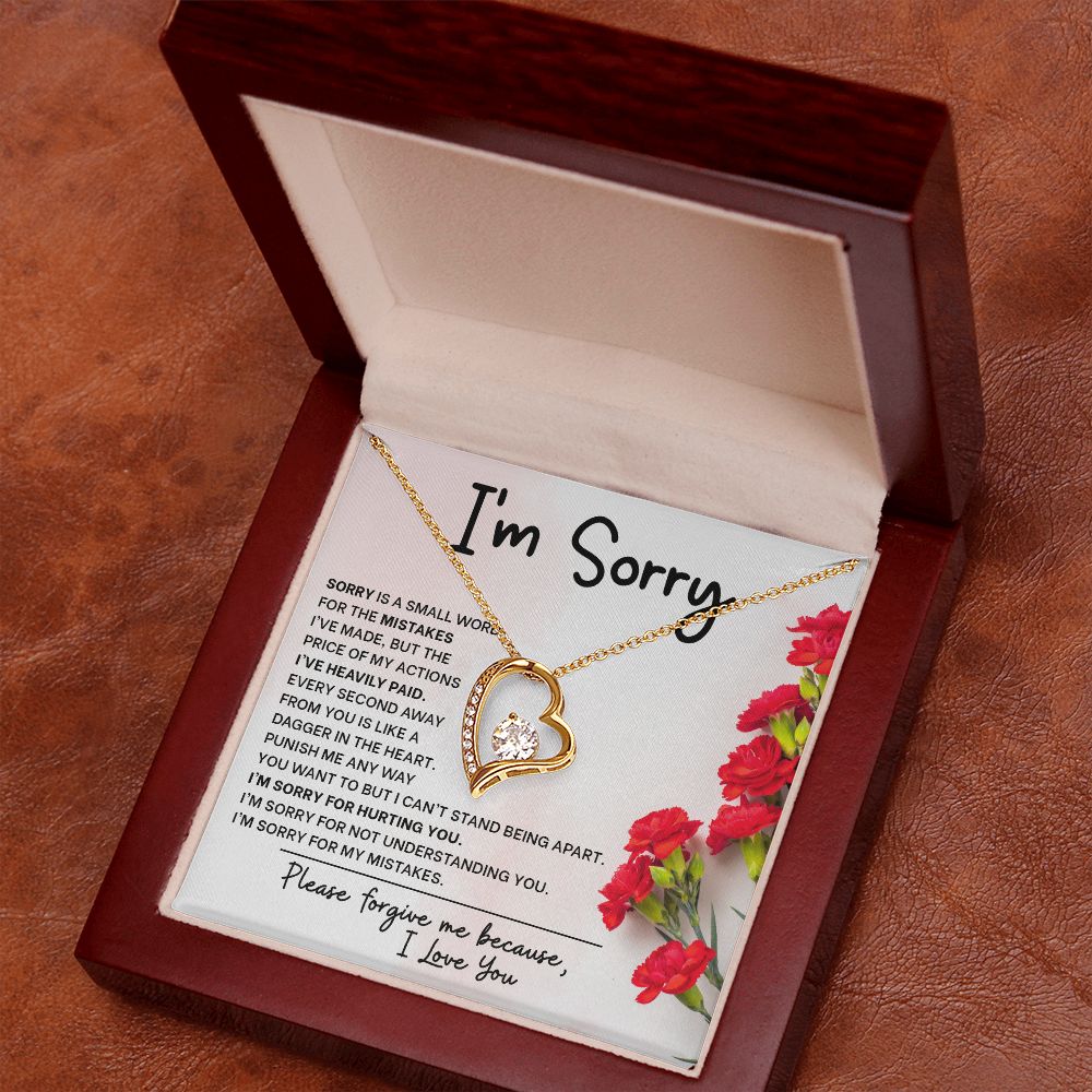 Eternal Remorse: Forever Love Necklace with 'I'm Sorry' Message Card