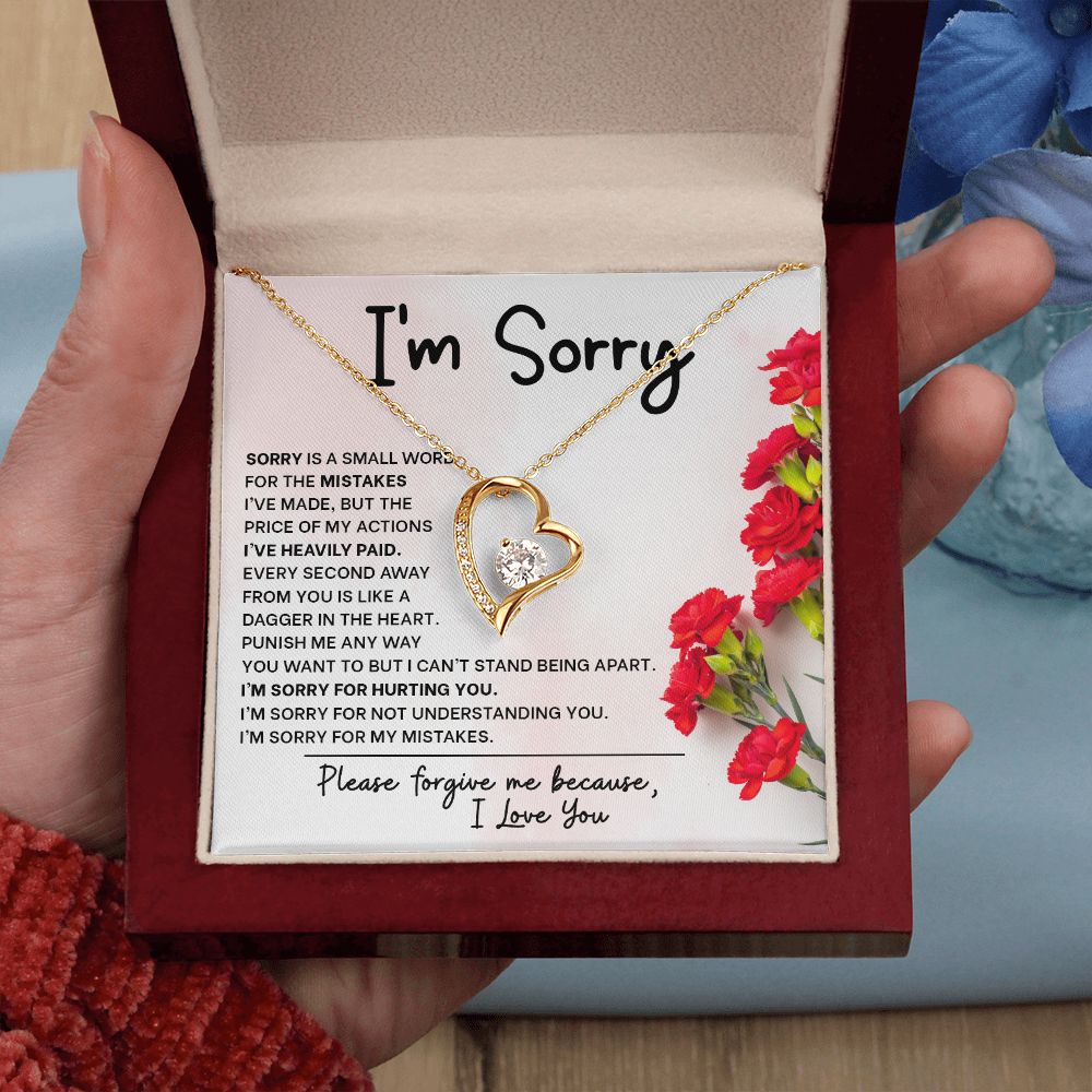 Eternal Remorse: Forever Love Necklace with 'I'm Sorry' Message Card