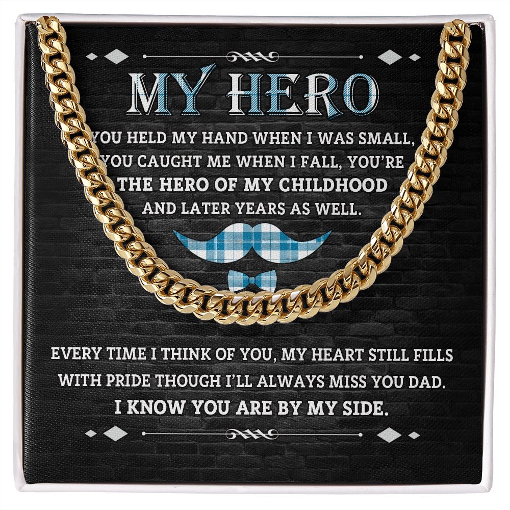 Forever My Hero: Cuban Necklace - A Father's Day Gift with a Heartfelt Message Card