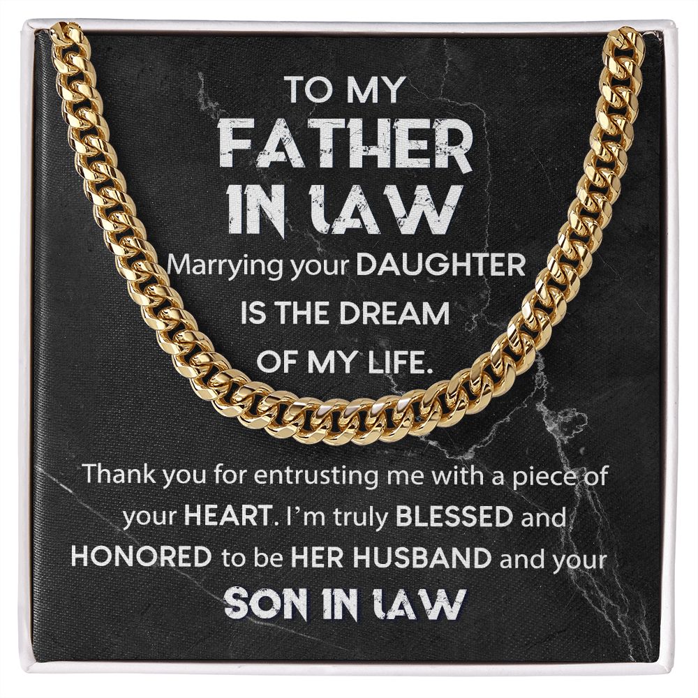 Father-In-Law, Thank You for Entrusting Me: Cuban Chain Necklace: A Thoughtful Gift for a Special Relationship