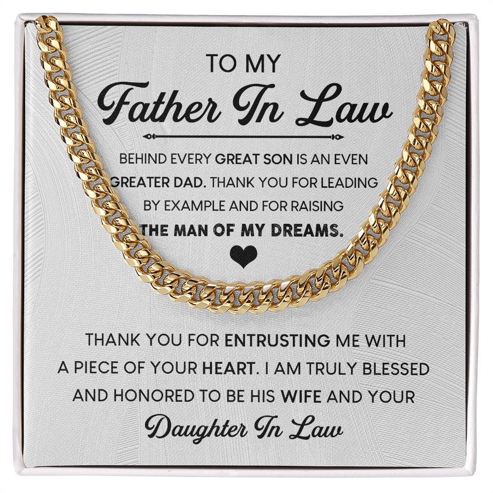 Father-In-Law, Thank You for Raising the Man of My Dreams: Cuban Chain Necklace: A Special Gift from Daughter-in-Law