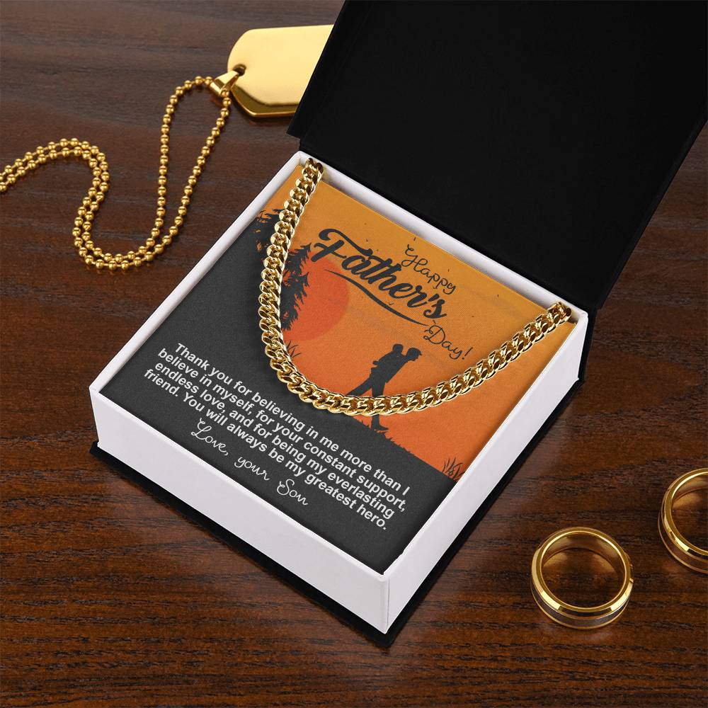 Dad-My Greatest Hero Exquisite Cuban Link Chain | Ideal Father's Day Gift