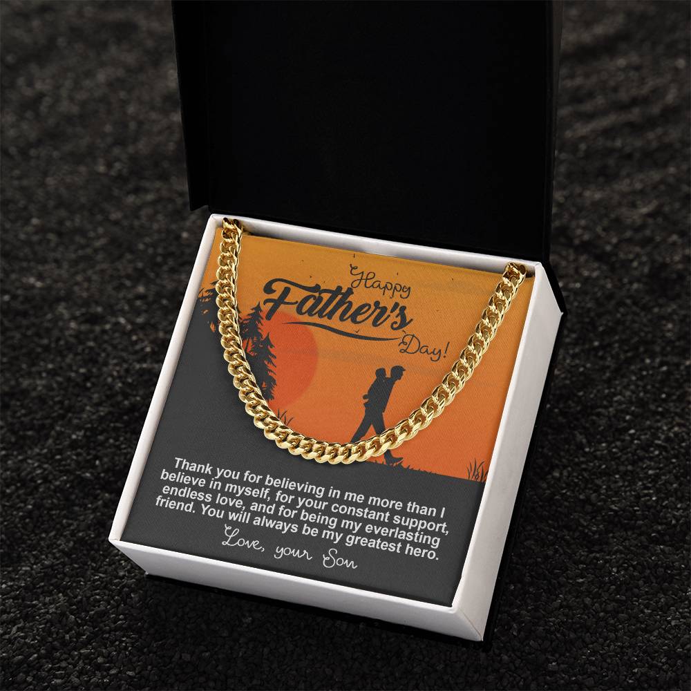Dad-My Greatest Hero Exquisite Cuban Link Chain | Ideal Father's Day Gift