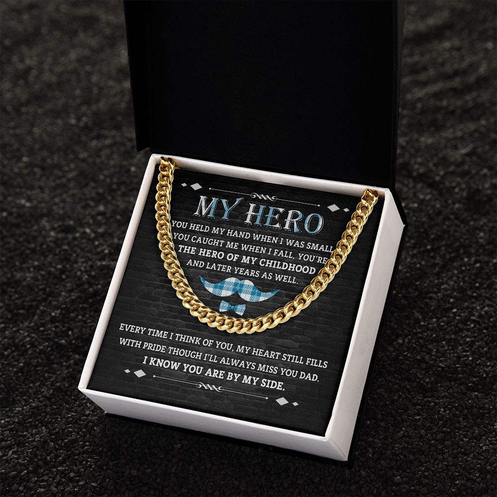 Forever My Hero: Cuban Necklace - A Father's Day Gift with a Heartfelt Message Card