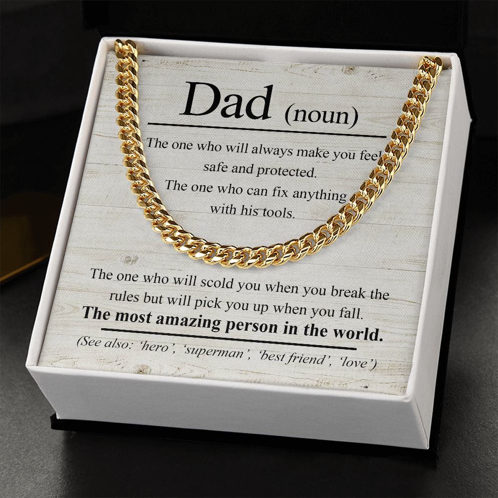 Cuban Necklace for Dad: The Protector, The Fixer, The Most Amazing Person in the World