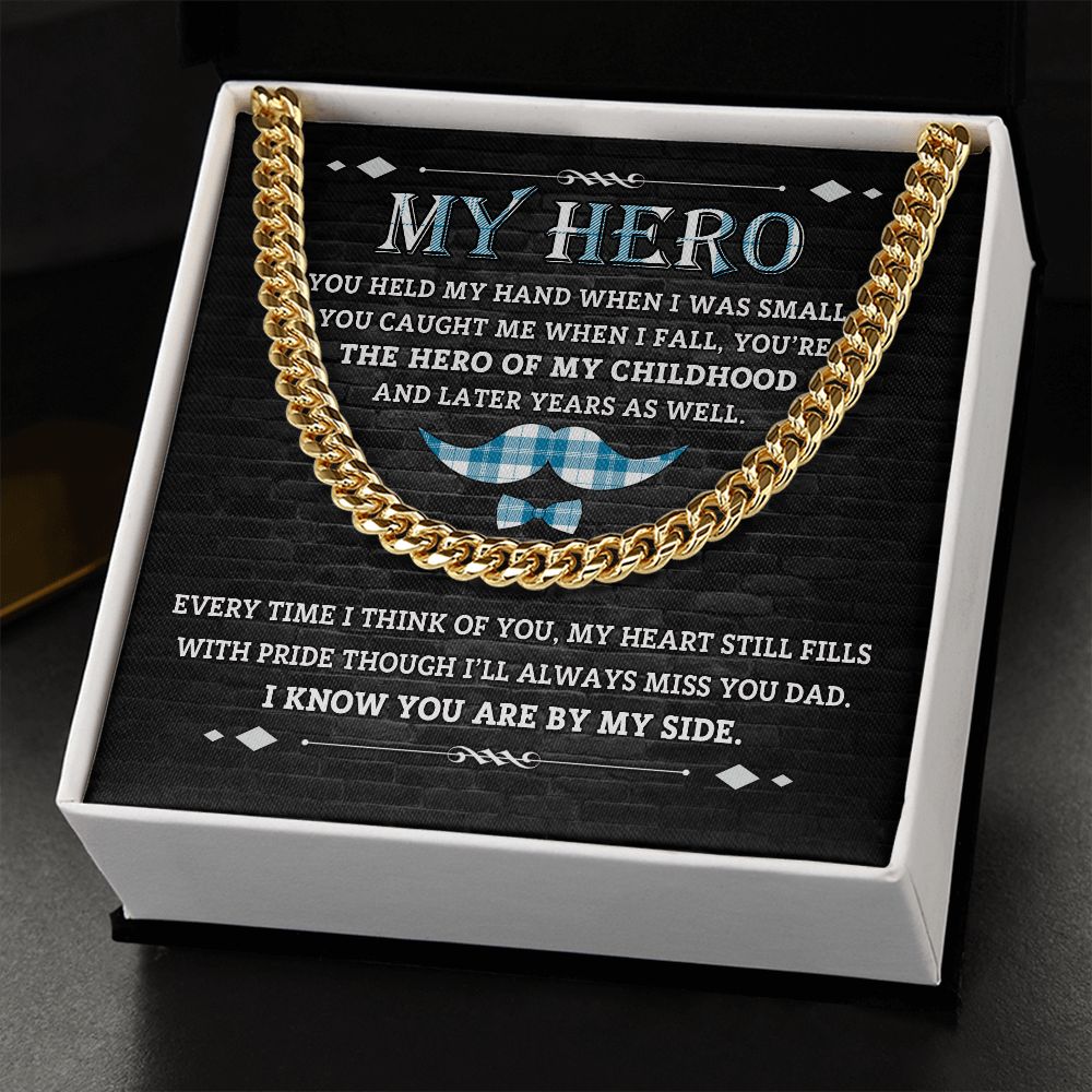 Forever My Hero: Cuban Necklace - A Father's Day Gift with a Heartfelt Message Card