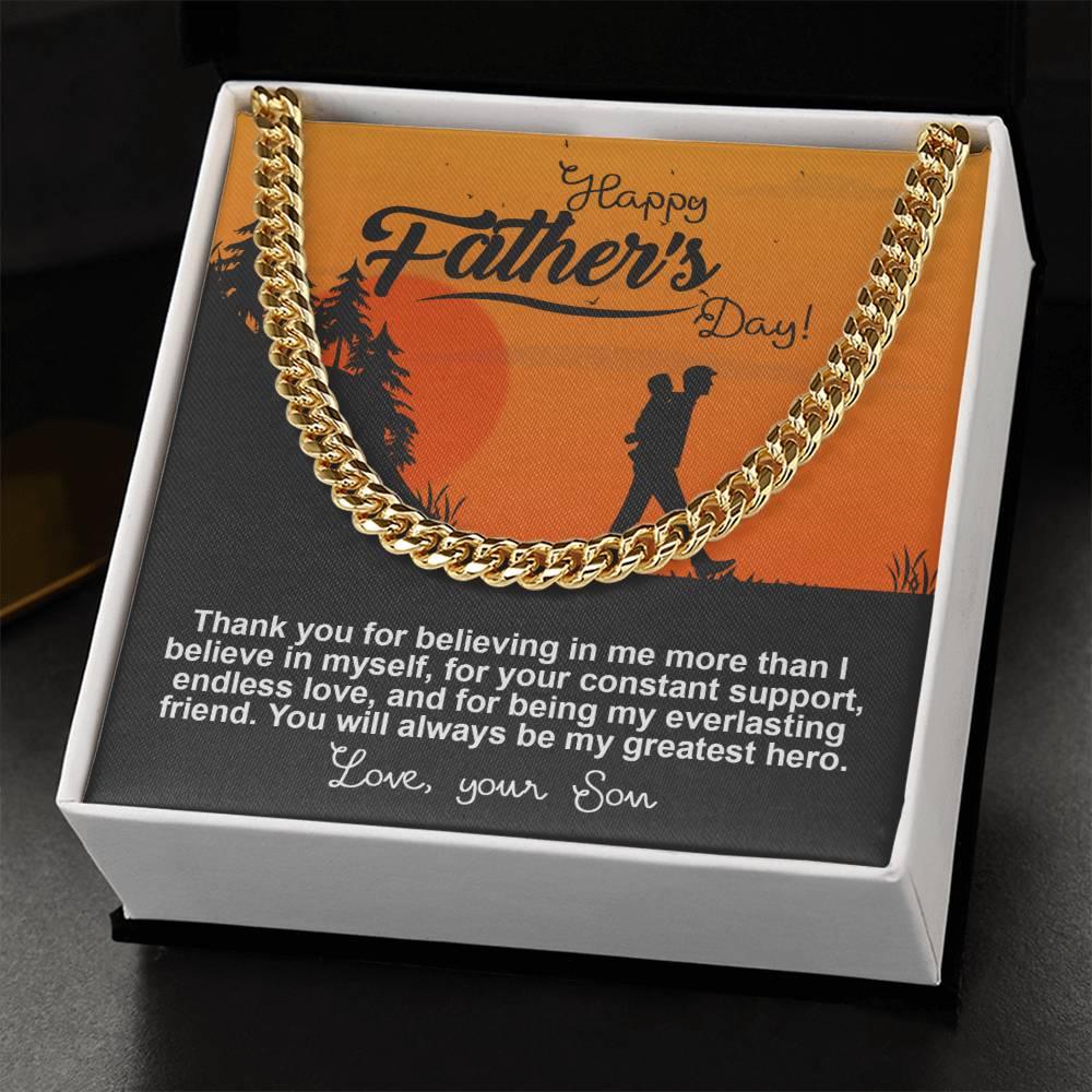 Dad-My Greatest Hero Exquisite Cuban Link Chain | Ideal Father's Day Gift