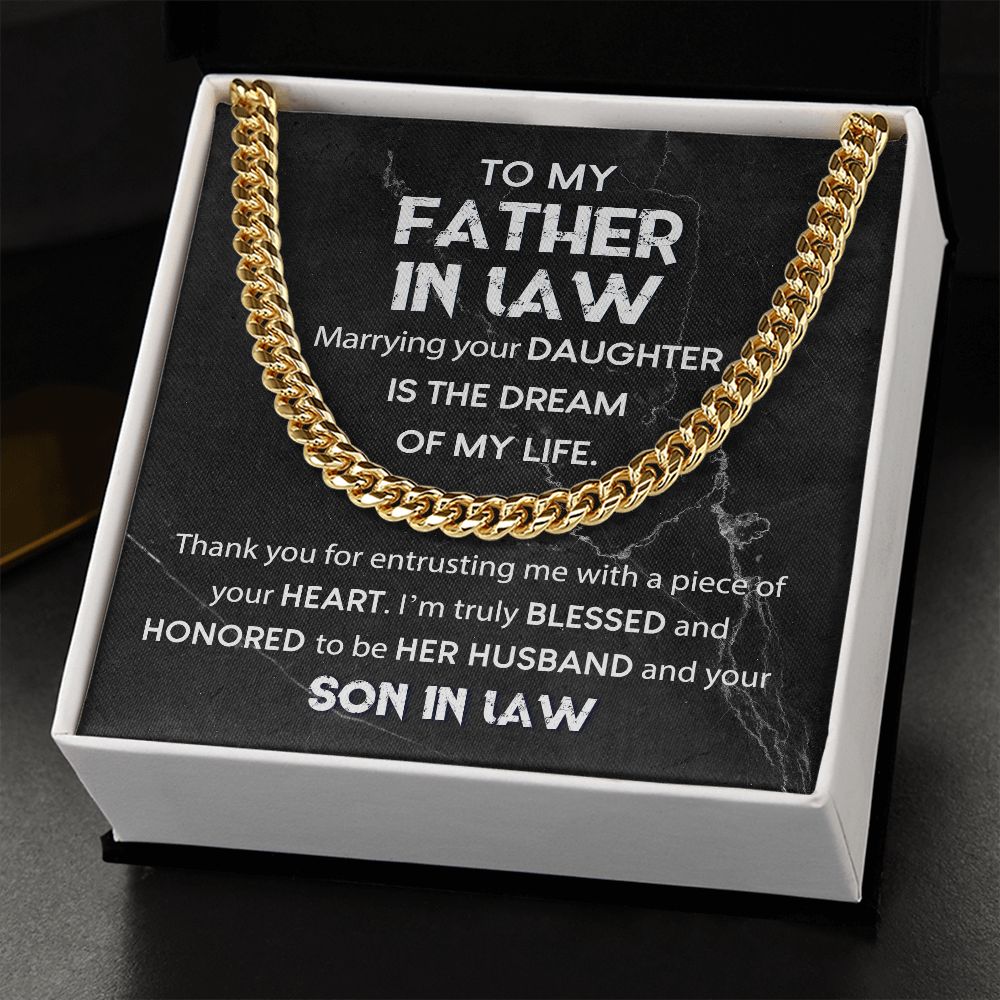 Father-In-Law, Thank You for Entrusting Me: Cuban Chain Necklace: A Thoughtful Gift for a Special Relationship