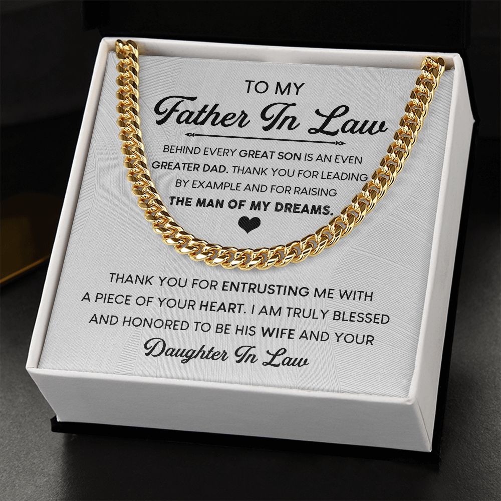 Father-In-Law, Thank You for Raising the Man of My Dreams: Cuban Chain Necklace: A Special Gift from Daughter-in-Law