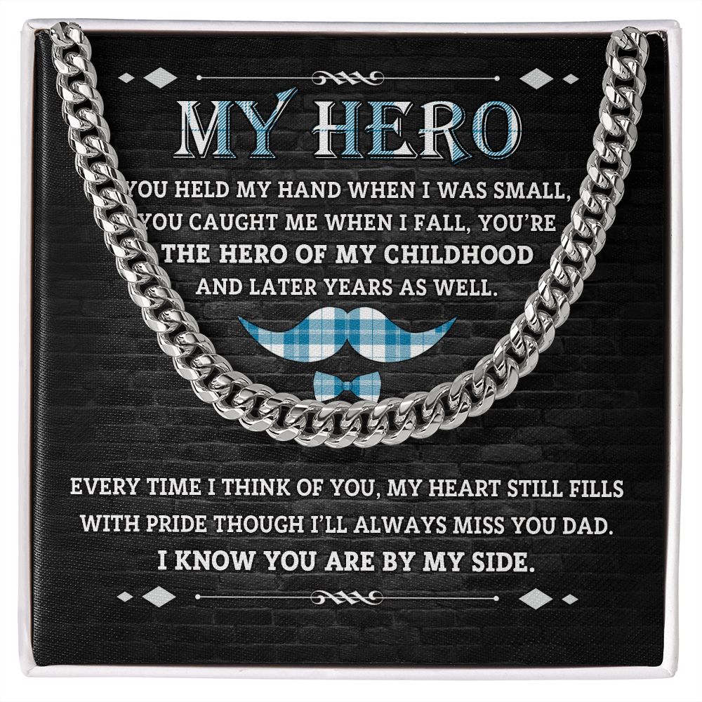 Forever My Hero: Cuban Necklace - A Father's Day Gift with a Heartfelt Message Card