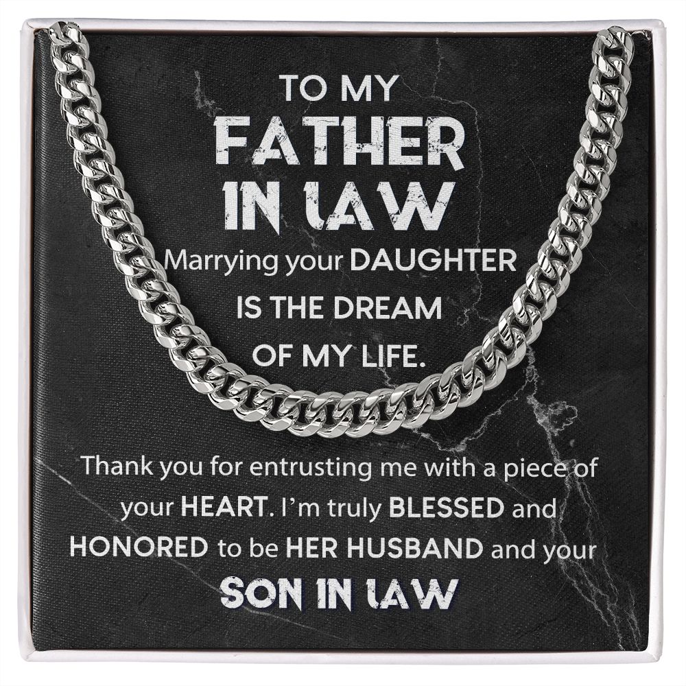 Father-In-Law, Thank You for Entrusting Me: Cuban Chain Necklace: A Thoughtful Gift for a Special Relationship