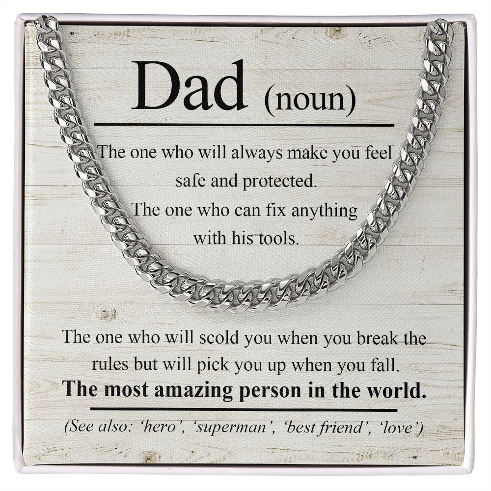 Cuban Necklace for Dad: The Protector, The Fixer, The Most Amazing Person in the World