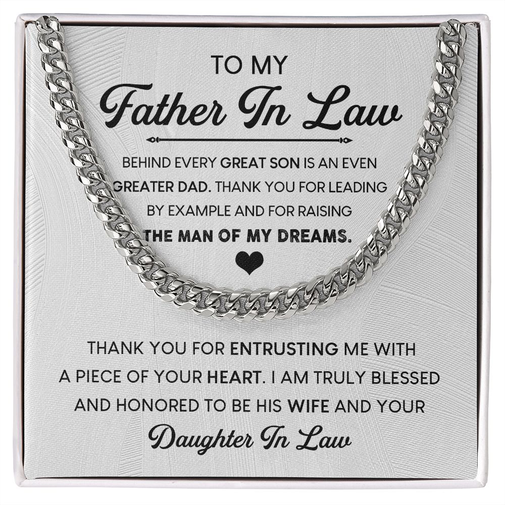 Father-In-Law, Thank You for Raising the Man of My Dreams: Cuban Chain Necklace: A Special Gift from Daughter-in-Law