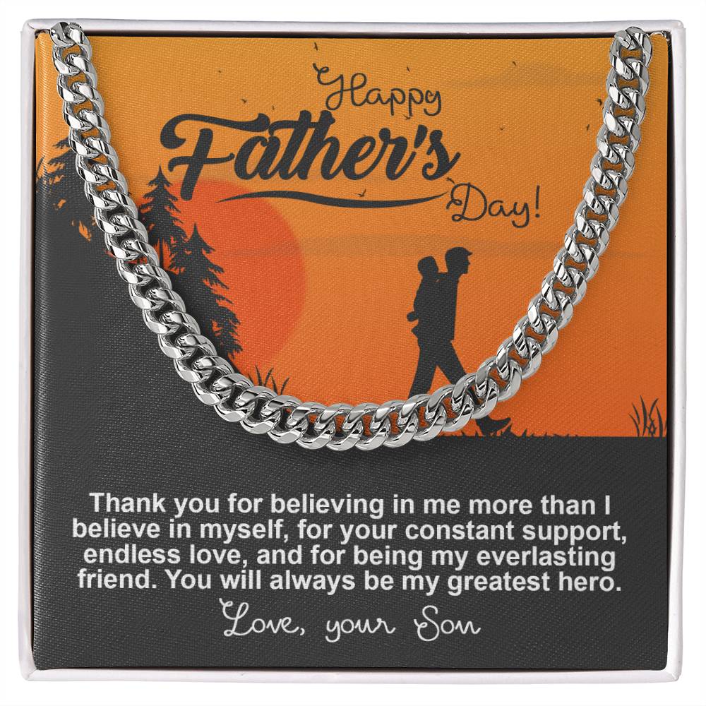 Dad-My Greatest Hero Exquisite Cuban Link Chain | Ideal Father's Day Gift