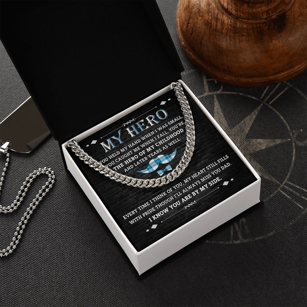 Forever My Hero: Cuban Necklace - A Father's Day Gift with a Heartfelt Message Card