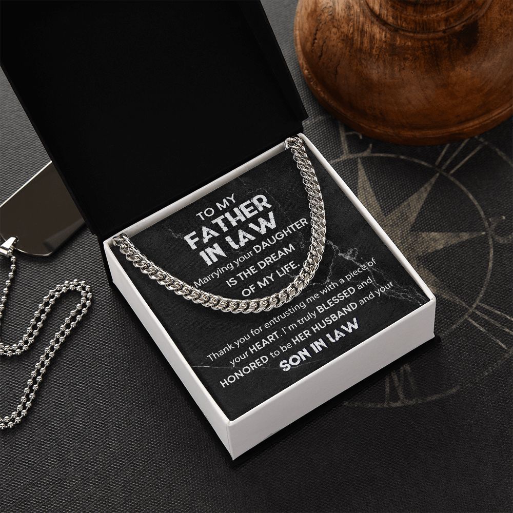 Father-In-Law, Thank You for Entrusting Me: Cuban Chain Necklace: A Thoughtful Gift for a Special Relationship