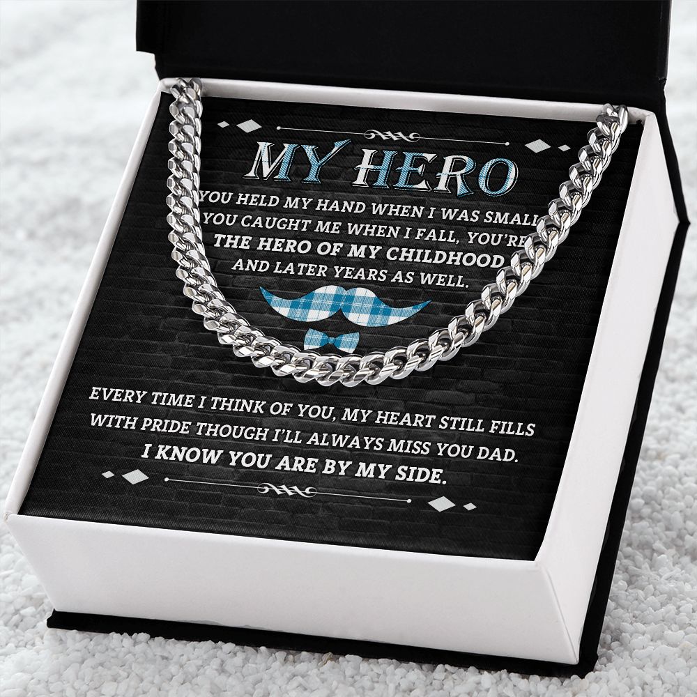 Forever My Hero: Cuban Necklace - A Father's Day Gift with a Heartfelt Message Card
