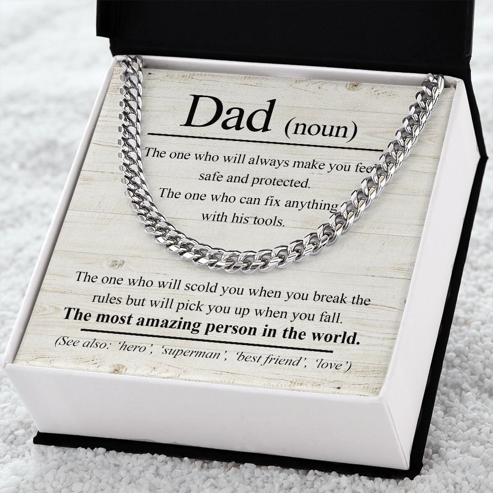 Cuban Necklace for Dad: The Protector, The Fixer, The Most Amazing Person in the World
