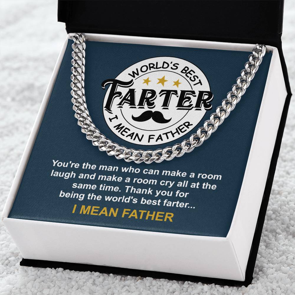 Dad-World_s Best Farter Exquisite Cuban Link Chain | Ideal Father's Day Gift