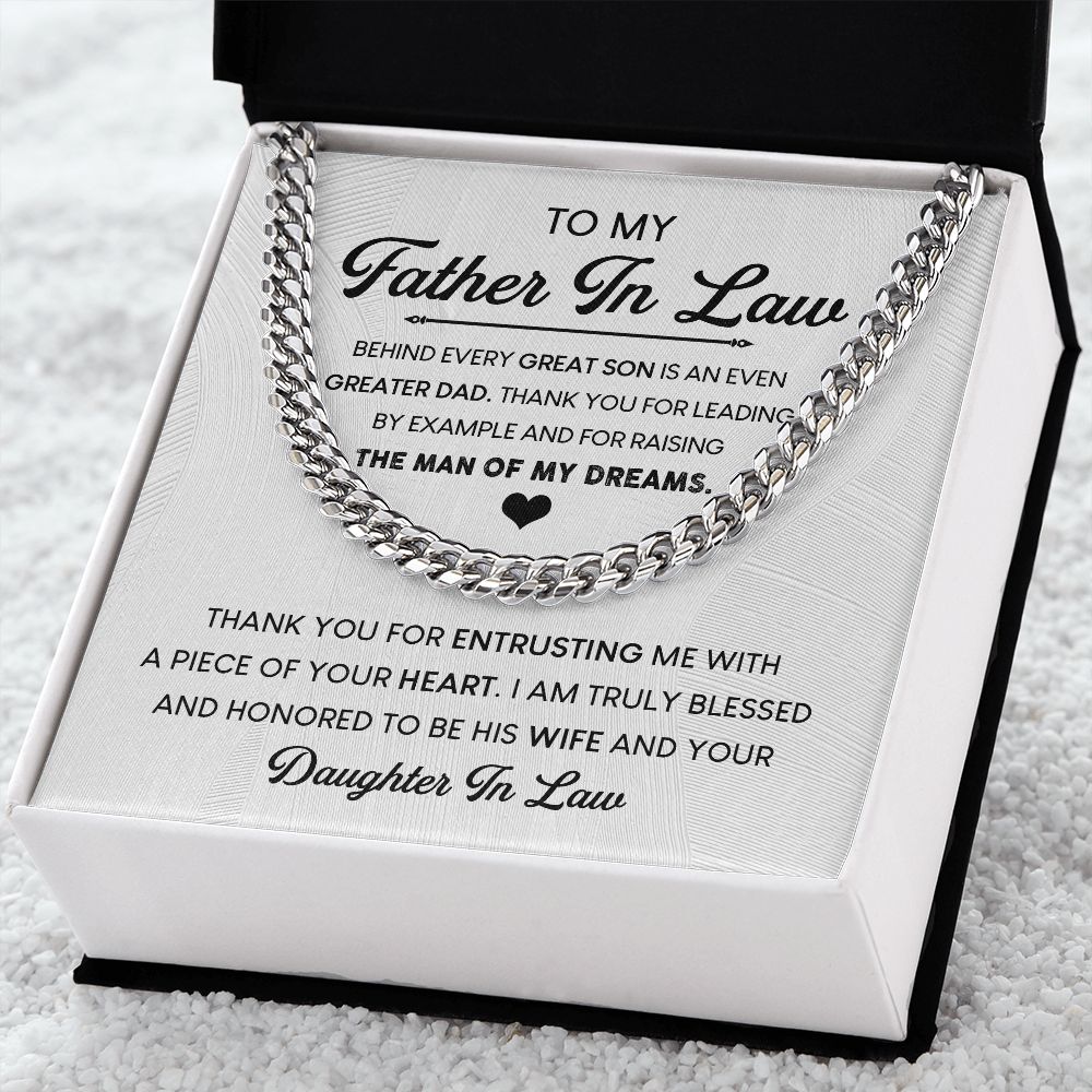 Father-In-Law, Thank You for Raising the Man of My Dreams: Cuban Chain Necklace: A Special Gift from Daughter-in-Law