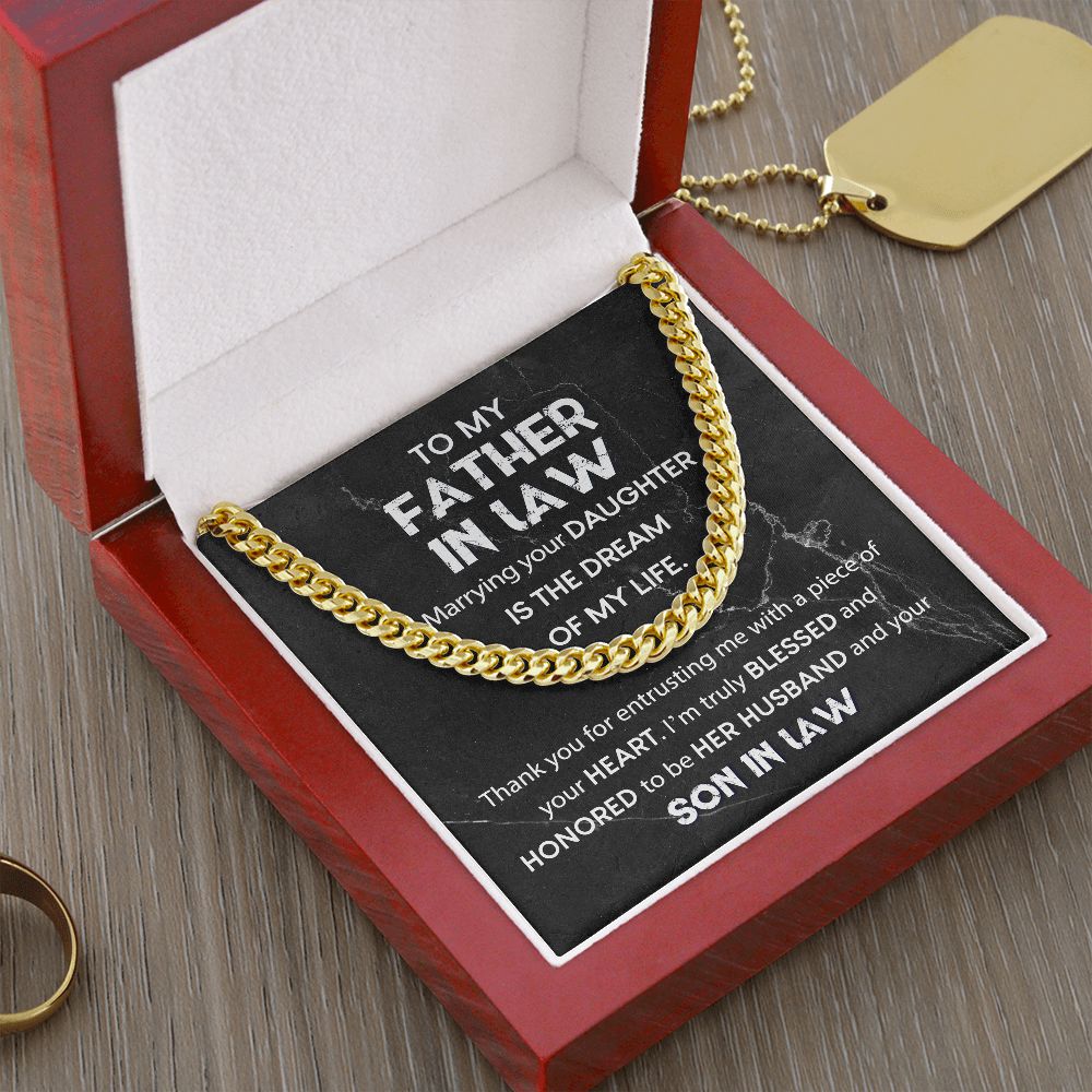 Father-In-Law, Thank You for Entrusting Me: Cuban Chain Necklace: A Thoughtful Gift for a Special Relationship