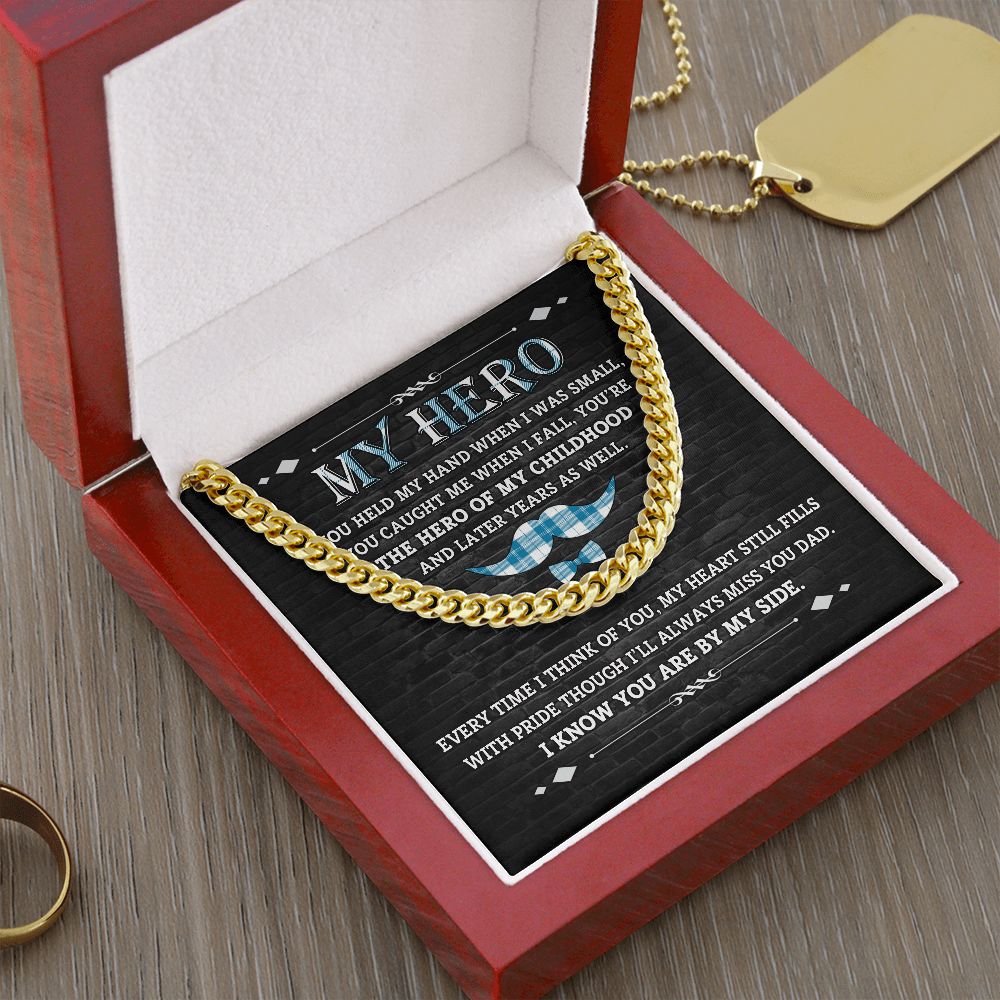 Forever My Hero: Cuban Necklace - A Father's Day Gift with a Heartfelt Message Card